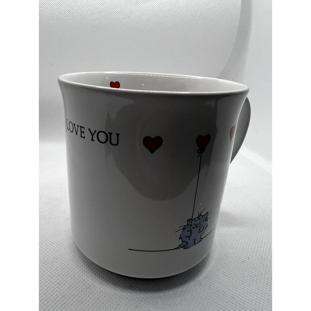 Vintage 1980s Sandra Boynton ‘Love You’ Mug Japan Balloon Hearts Cat